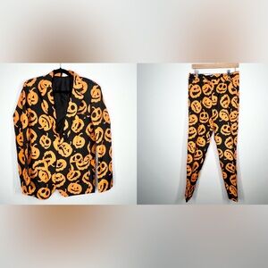 Spirit Jack O Lantern Suit Halloween Pumpkin Blazer & Pant Set Small